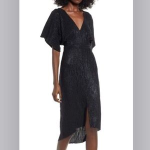 ASTR the label shiny black midi dress